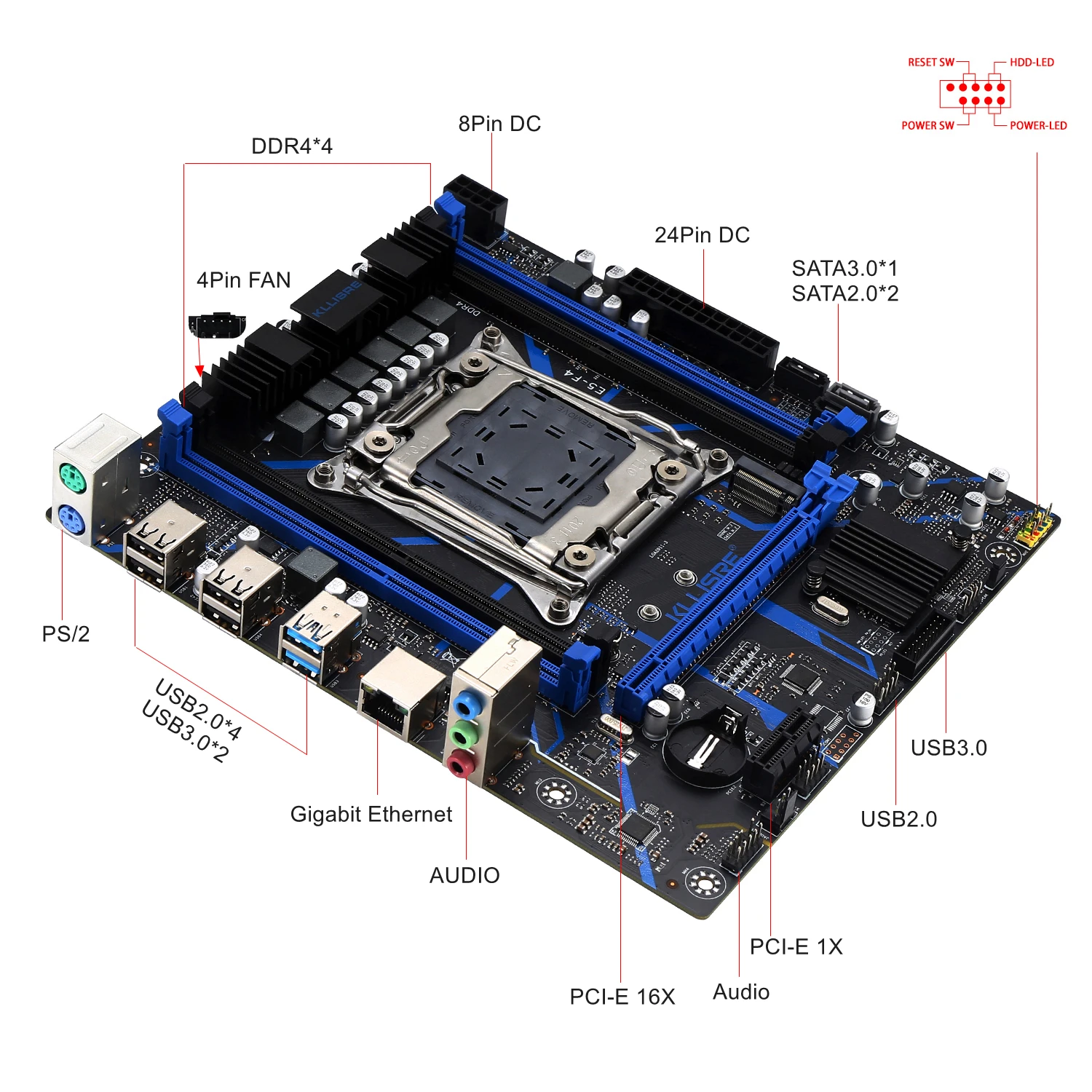 Kllisre X99 plokštė combo kit rinkinys LGA 2011-3 Xeon E5 2620 V3 CPU DDR4 16GB (2VNT 8G) 2133MHz ECC Atminties