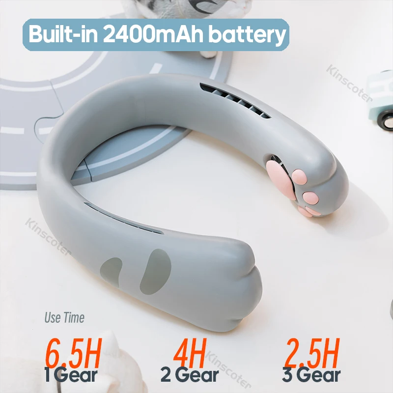 Mielas Kaklo Ventiliatorius 2400mAh Nešiojamų Ventiliatorių Bladeless Aušinimo Išjungti Ventiliatoriaus USB Įkrovimo Nešiojami Neckband Ventiliatoriaus Lauko