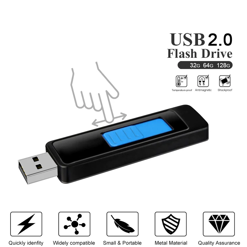 Naujas USB2.0 Pendrive Stumti ir Traukti 128GB 64GB 32GB USB Flash Drive, Nešiojami Duomenų Saugojimo Įrenginys, Skirtas KOMPIUTERIO, Nešiojamojo kompiuterio, Automobilio office U DISKO