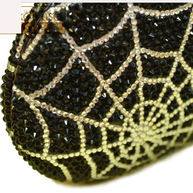 XIYUAN juoda Moterų Krištolo ir deimantų vestuviniai Rankinės ir Piniginės dovanos krepšys Vakare Šalies Metalo Minaudiere Lady Diamond Sankabos Krepšys