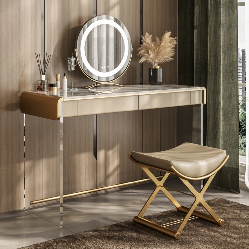 Šviesos prabangus marmuro tualetinis staliukas, miegamajame modernus minimalistinio tualetinis staliukas roko laikymo spintos