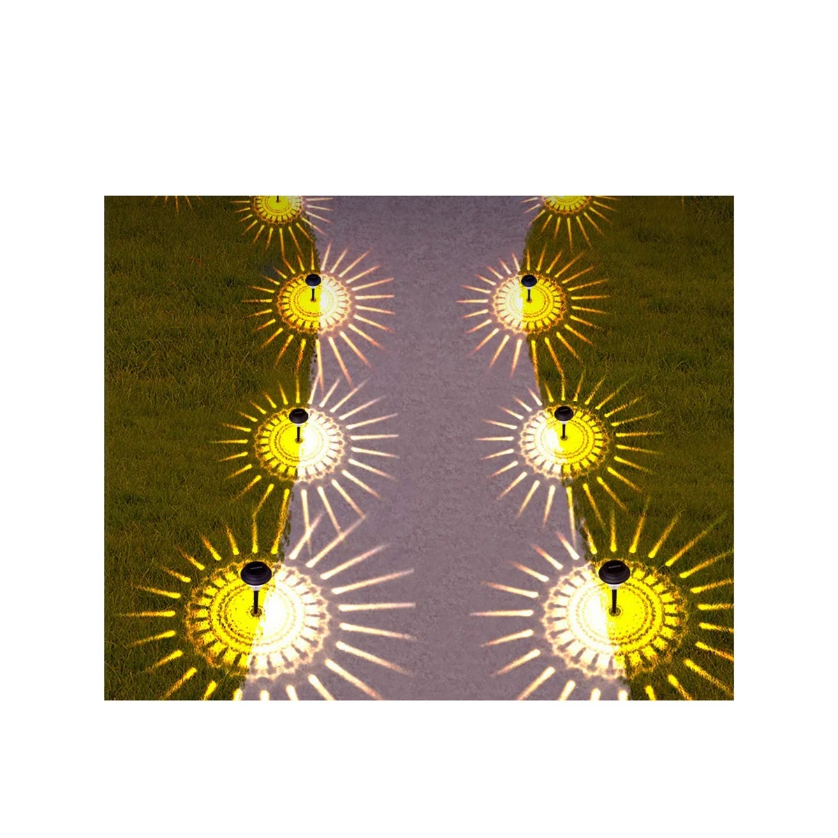 6Pcs Lauko Saulės Šviesos Kelias Šiltą Šviesą LED Saulės Šviesos Lauko Vandeniui Saulės energija Varomas Sodo Kraštovaizdžio Puošmena
