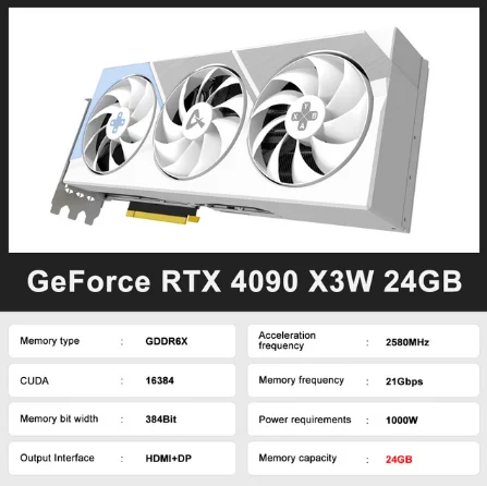 AX-Galia INNO3D GEFORCE RTX 4090 X3W 24 GB 384Bit GDDR6X RTX 4090 Graphic Card Vaizdo Grafikos Kortų Žaidimų GPU NVIDIA LHR