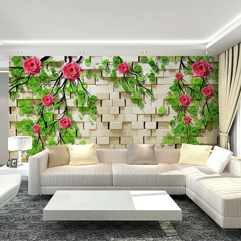 beibehang Užsakymą tapetai Stereo 3d freskos kambarį, TV foną tapetai miegamajame modernios rožės vientisas didelis tapetai