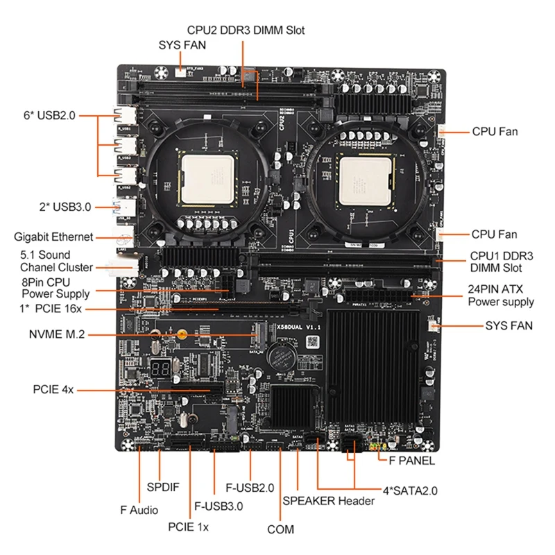 X58 Motininę Dual LGA1366 L5520 DDR3 4-Kanalų 1066Mhz Didžiausia Parama 128G E-ATX USB 3.0 X58 Aukštos klasės motininę Plokštę