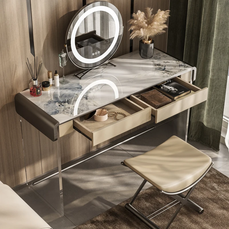 Šviesos prabangus marmuro tualetinis staliukas, miegamajame modernus minimalistinio tualetinis staliukas roko laikymo spintos