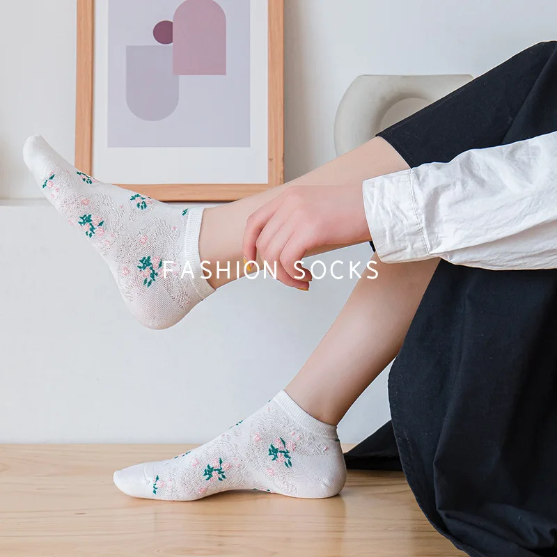 Kojinės moteriškos dieną sistema sekli burną kojinės mielas kojinės vasaros plonas stiliaus valtis kojinės moterų tinklinio nėrinių trumpos kojinės